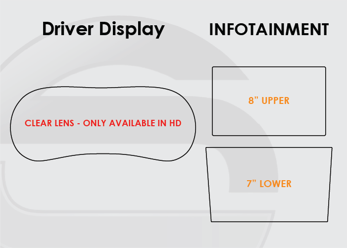 2017-2022 Infiniti Q60 Screen ProTech Kit Driver Display Upper Lower Infotainment. Adds a durable barrier to resist scratches and reduce fingerprints on your screens.