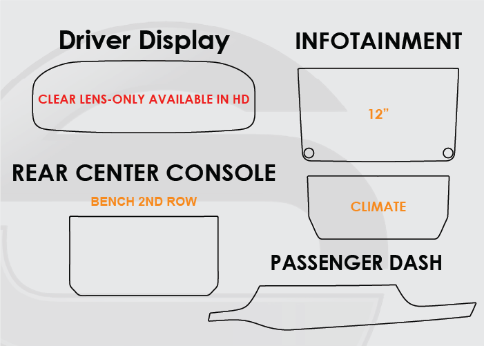 2022-2025 Grand Wagoneer Screen ProTech Kit Driver Display Infotainment Climate Bench Row Rear Center Console Passenger Dash