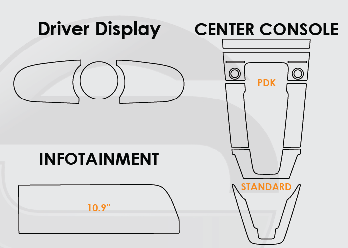 2020-2024 Porsche 911 Screen ProTech Kit Driver Display Infotainment PDK Center Console