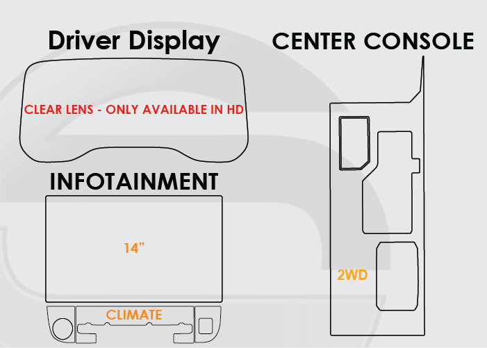 2023-2026 Toyota Sequoia Screen ProTech Kit 14" Infotainment + 2WD Center Console. Screen ProTech screen protection helps resist scratches, fingerprints, and smudges on your screens.