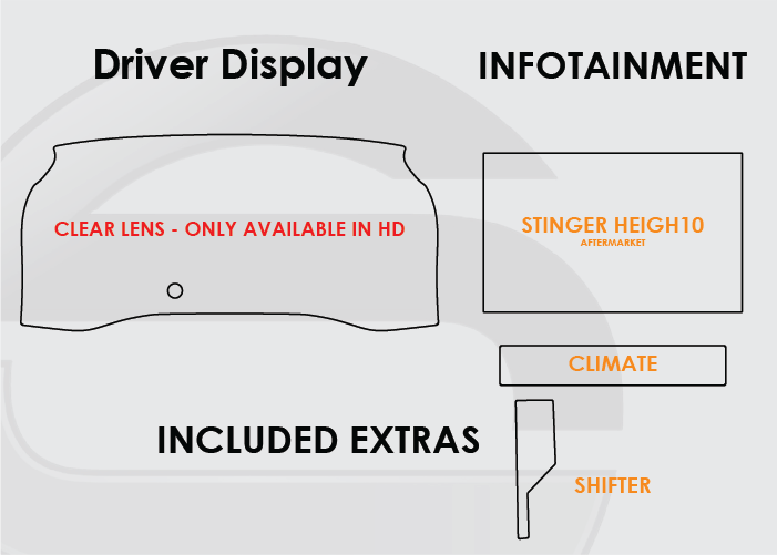 2016-2023 Toyota Tacoma Screen ProTech Kit Driver Display Stinger Aftermarket Infotainment Climate Shifter. Guards your screens from scratches while cutting down on fingerprints and smudges.