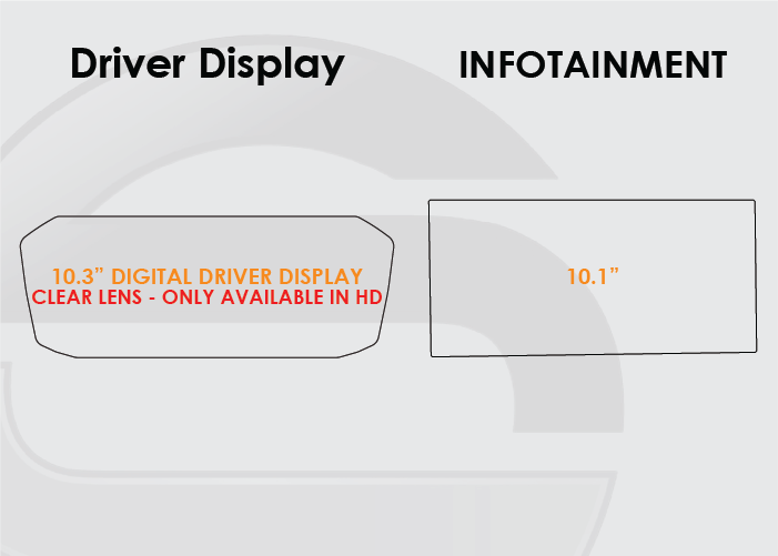 2019-2025 Audi Q3 Screen ProTech Kit 10.1" Infotainment 10.3" Digital Driver Display. Protects against everyday scratches and reduces fingerprint buildup on screens.