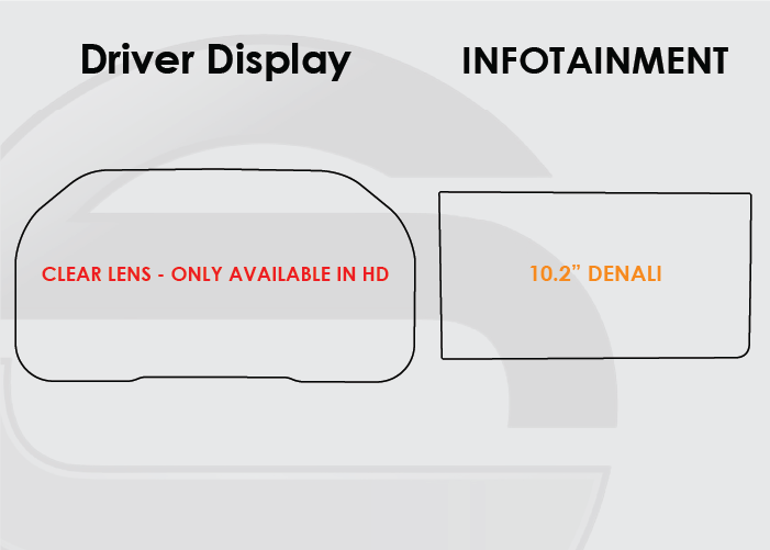 2021 GMC Yukon Denali Screen ProTech Kit Driver Display 10.2in Infotainment. Shields your screens from scratches and helps reduce greasy fingerprints.