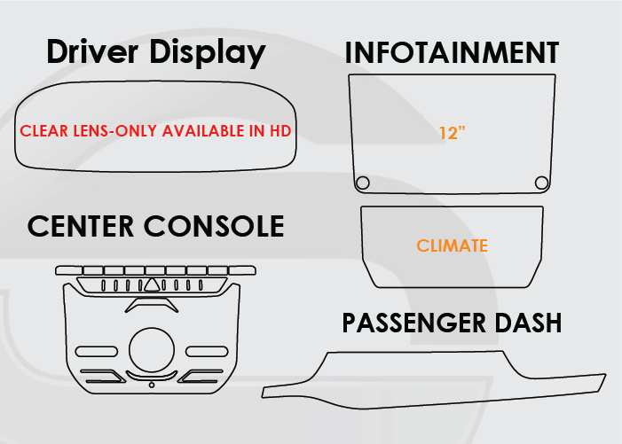 2022-2025 Grand Wagoneer Screen ProTech Kit Driver Display Infotainment Climate Center Console Passenger Dash