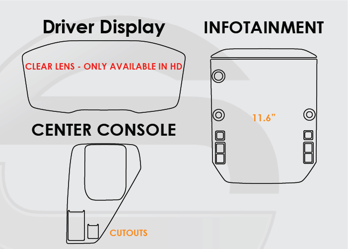 2024-2025 Subaru Crosstrek Screen ProTech Kit Driver Display 11.6in Infotainment Center Console w Cutouts