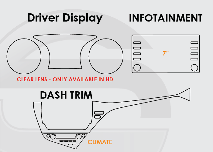 2021-2024 Toyota Camry Screen ProTech Kit Driver Display 7in Infotainment Dash Trim Climate