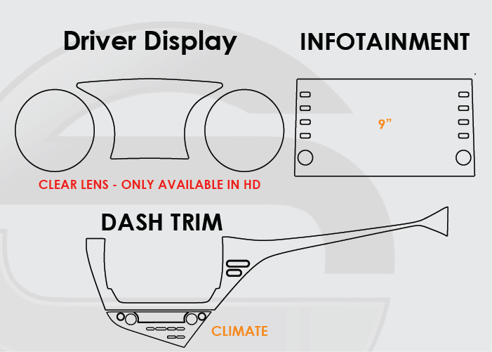 2021-2024 Toyota Camry Screen ProTech Kit Driver Display 9in Infotainment Dash Trim Climate