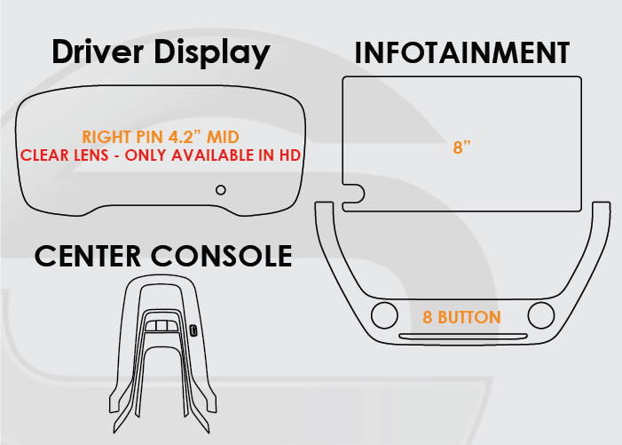 2023-2026 Toyota Corolla Screen ProTech Kit Right Pin Driver Display 8in Infotainment 8 Button Lower Screen Center Console. Designed to resist scratching and lessen fingerprint marks on your screens.