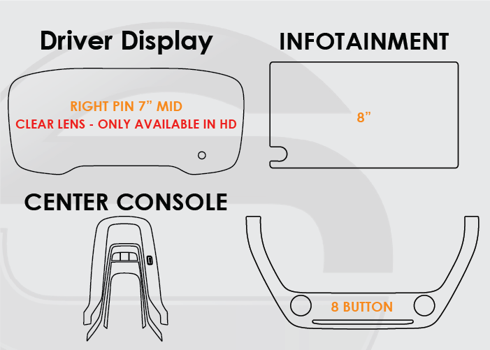 2023-2026 Toyota Corolla Screen ProTech Kit 7" Driver Display + 8" Infotainment + 8 Button Lower AC. Screen ProTech film helps protect your screens from scratches while reducing fingerprints and smudges.