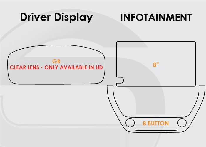 2023-2026 Toyota GR Corolla Screen ProTech Kit Driver Display 8in Infotainment 8 Button Lower Screen. Adds a durable barrier to resist scratches and reduce fingerprints on your screens.