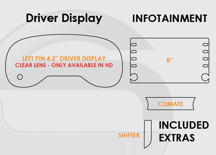2019-2022 Toyota Rav4 Screen ProTech Kit 4.2in Driver Display 8in Infotainment Climate Shifter. Guards your screens from scratches while cutting down on fingerprints and smudges.