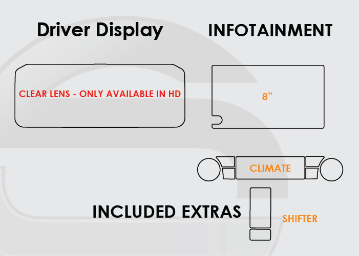 2024-2026 Toyota Tacoma or 4Runner Screen ProTech Kit Driver Display 8in Infotainment Climate Shifter. Resists scratches and scuffs while reducing fingerprints and smudges on your screens.