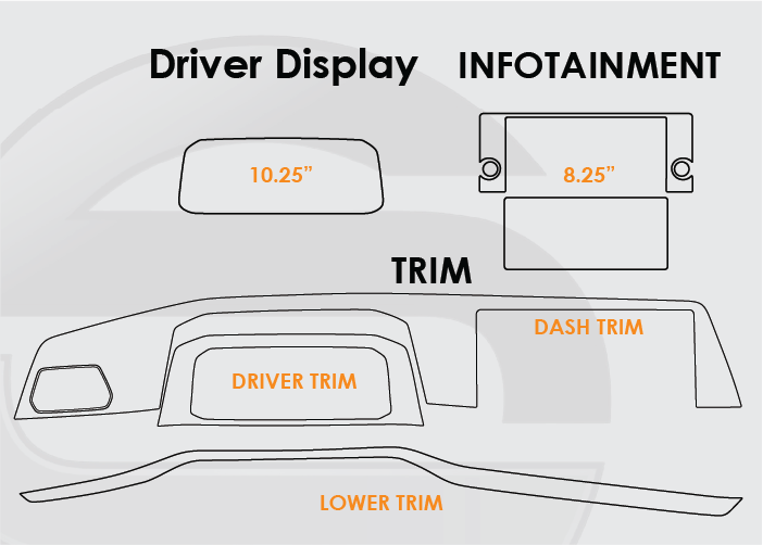 2022-2024 VW Golf GTI Screen ProTech Kit Driver Display 8.25in Infotainment Trim